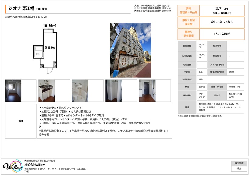 大阪エリアのWi-Fi無料アパート資料。外国人におすすめの物件情報です。
