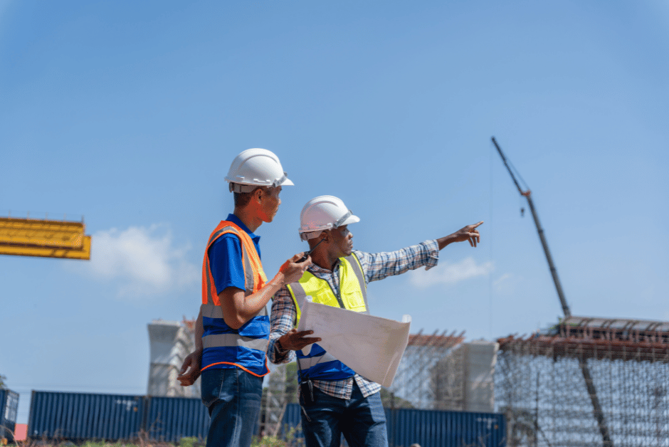 Construction site teamwork